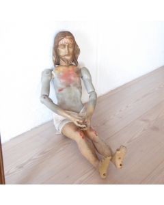 Bewegliche Holzfigur Jesus 19. Jhd.