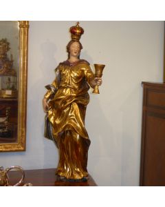 Prächtige Heiligenfigur, um 1800, Holz geschnitzt und vergoldet