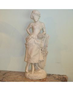 Bisquit Porzellan Figur einer Frau um 1900, Signiert Fernado