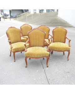 Folge von 5 Berner Barockfauteuils um 1750 in Nussbaumholz